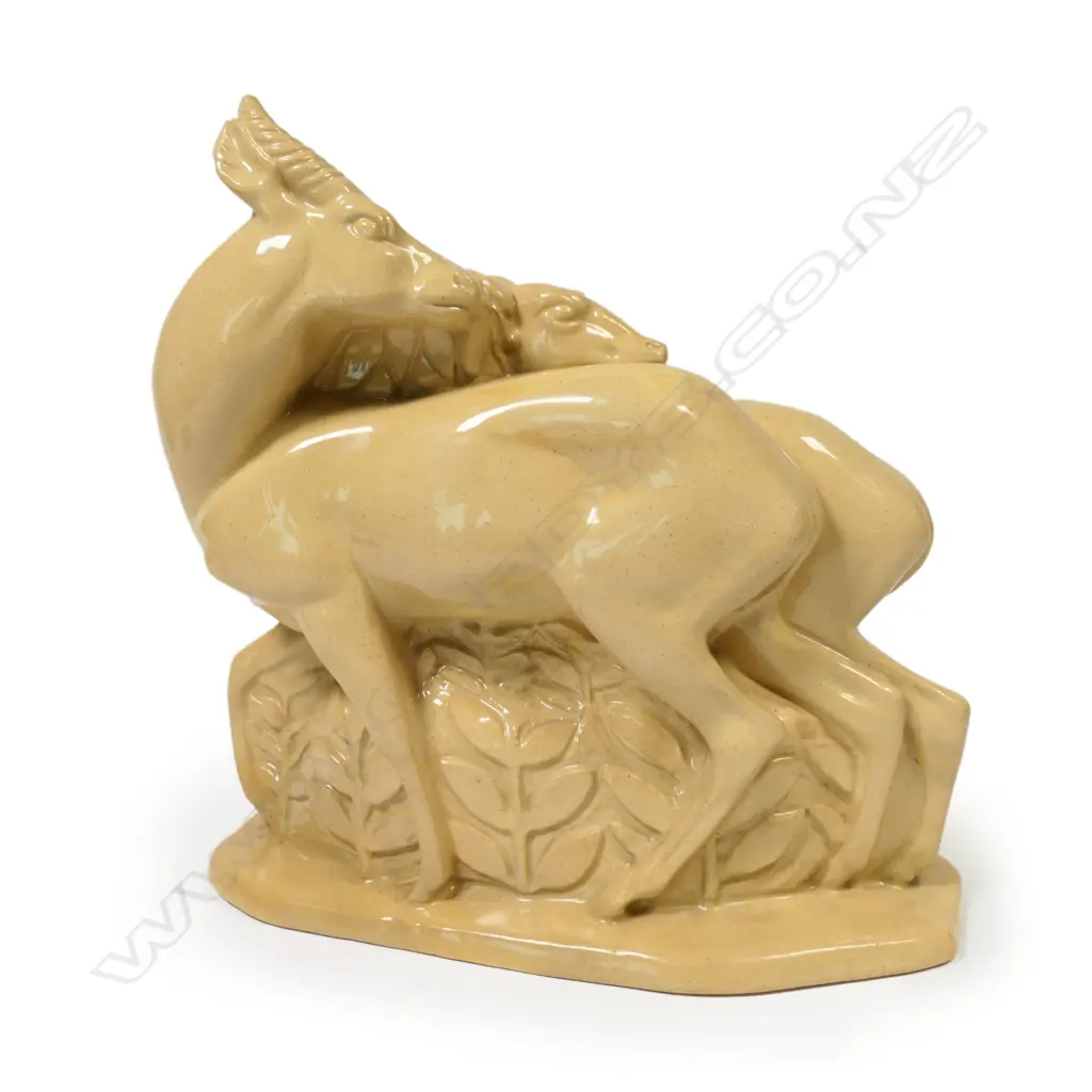 A rare and important Wedgwood trial piece sculpted by John Skeaping of an antelope buck and doe, Image 1++