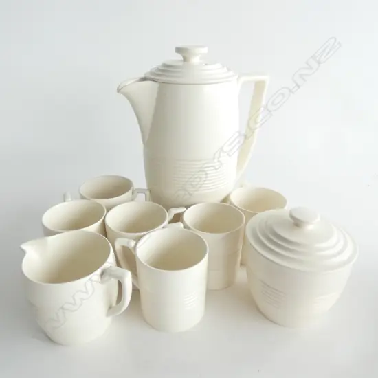 A Wedgwood coffee set designed by Keith Murray
