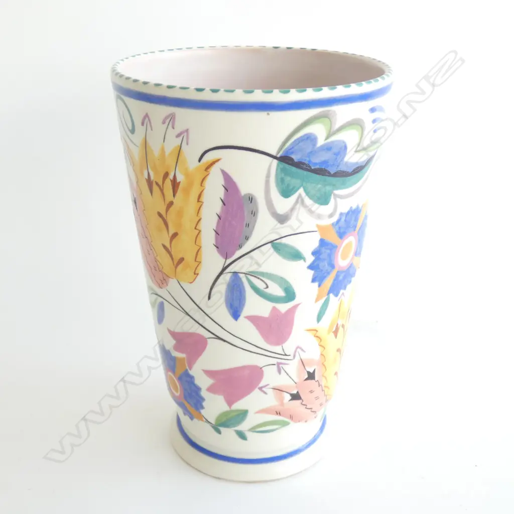 A Poole Pottery floral patterned vase, C.1940 Image 1++