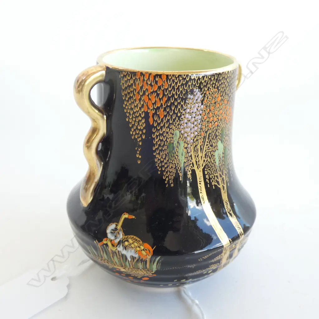 A small Carlton Ware Noir Royale enamelled vase Image 1++
