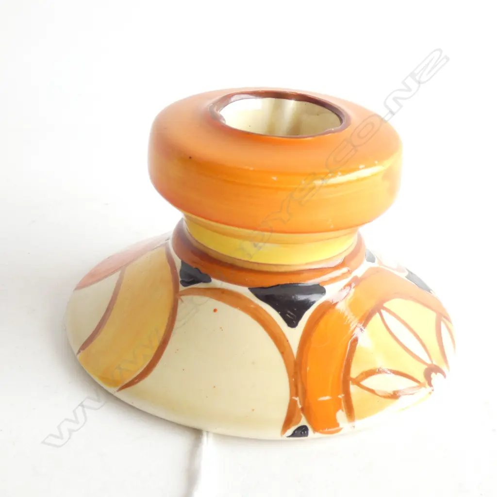 A Clarice Cliff Bizarre "Oranges" pattern candle holder, c.1930s Image 1++