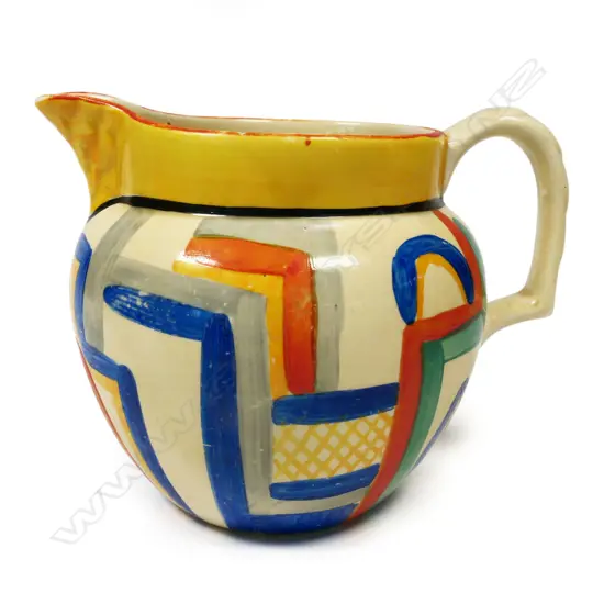 A Clarice Cliff Bizarre 'Tennis' pattern jug