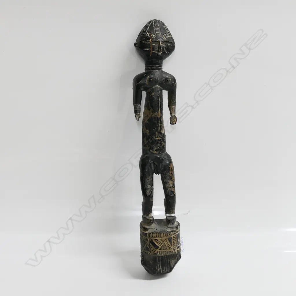 YORUBA BENIN ERE IBEJI WOOD CARVED FIGURE blackened finish H.350mm Image 1++