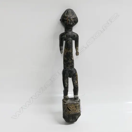 YORUBA BENIN ERE IBEJI WOOD CARVED FIGURE blackened finish H.350mm