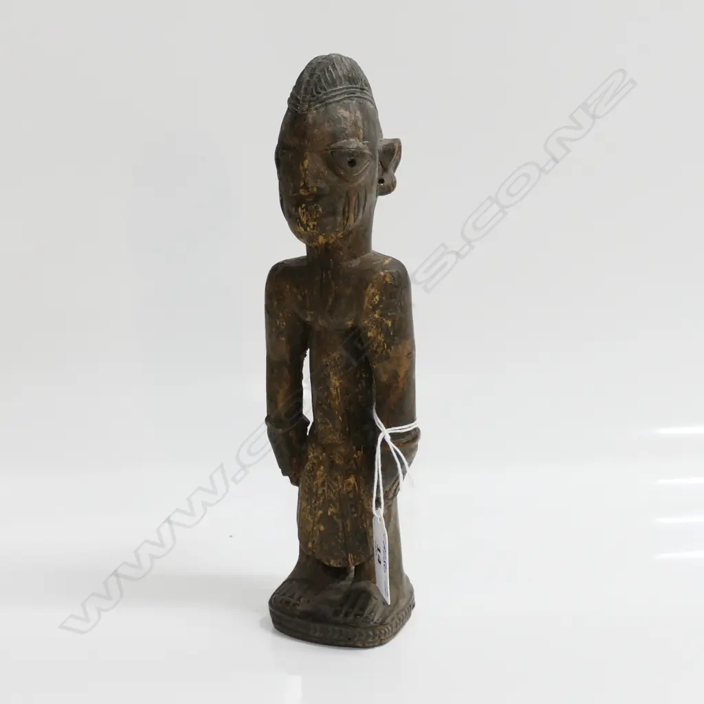 YORUBA BENIN ERE IBEJI WOOD CARVED MALE FIGURE showing wear H.235mm Image 1++