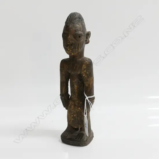 YORUBA BENIN ERE IBEJI WOOD CARVED MALE FIGURE showing wear H.235mm