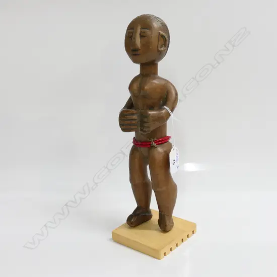 YORUBA BENIN ERE IBEJI WOOD CARVED FEMALE FIGURE loss to one foot, H 290mm.