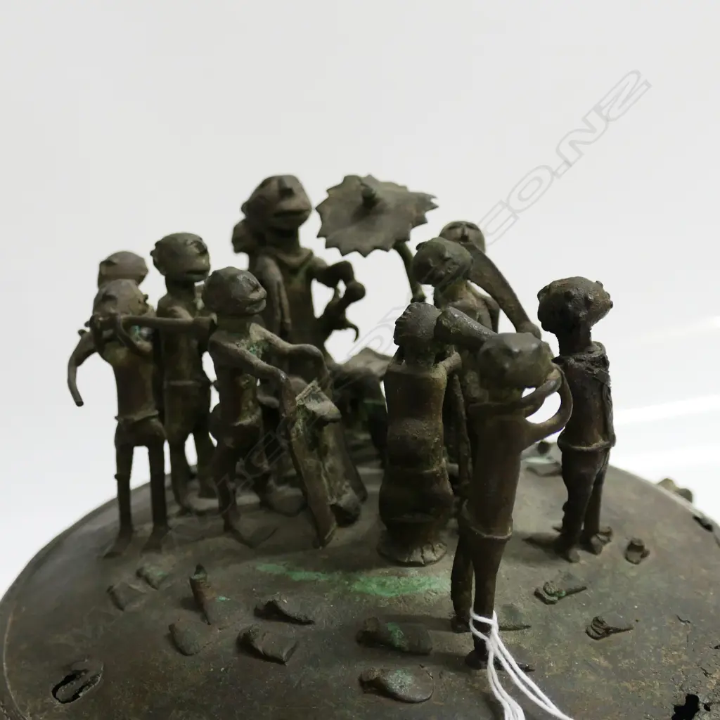 GHANA WEST AFRICAN CAST BRONZE ASHANTI VESSEL, H.250mm. Some distress Image 1++