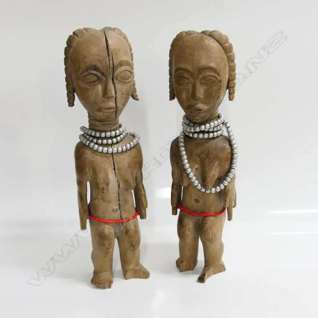 PR 'TWINS' AFRICAN EBE IBEJI FIGURES, H.330mm. Image 1++