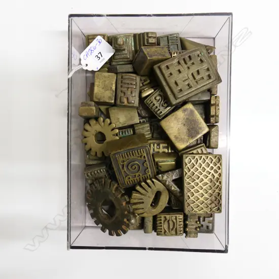 AFRICAN 50+ COLLECTION OF LARGER mainly RECTANGULAR GOLD WEIGHTS mainly solid cast some hollow lgest 57 x 45mm