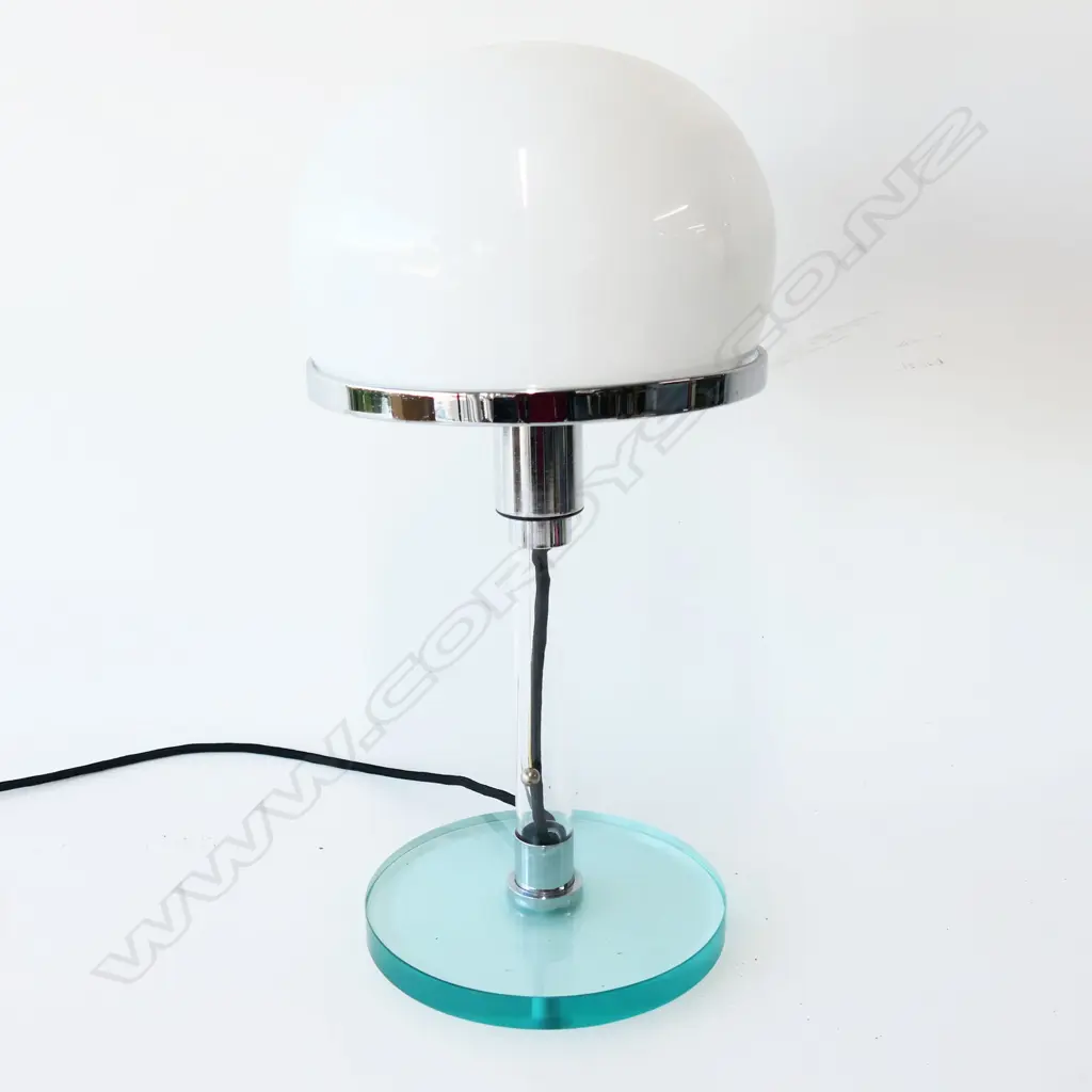 c.1980's Bauhaus table lamp originally designed by Wilhelm Wagenfeld and Carl Jacob Jucker in 1924. Re-released in 1976s by Metalarte Image 1++