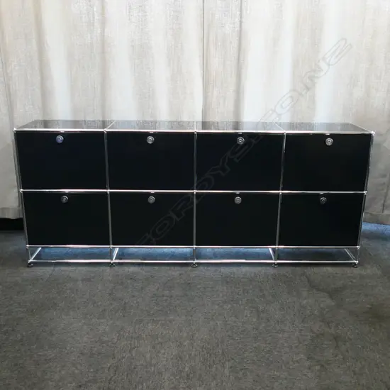 AUTHENTIC USM HALLER CHROME & BLACKENED STEEL 8 DOOR CABINET modular unit 2020 x 370 x 840mm