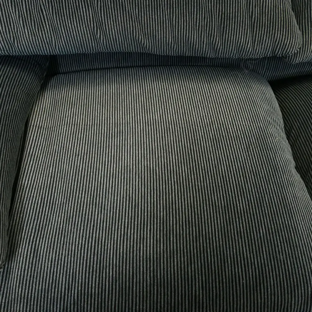 CASSINA MADE IN ITALY GREY STRIPED 2 SEATER COUCH, 1630mm x 750 x 1050mm (approx) Image 1++