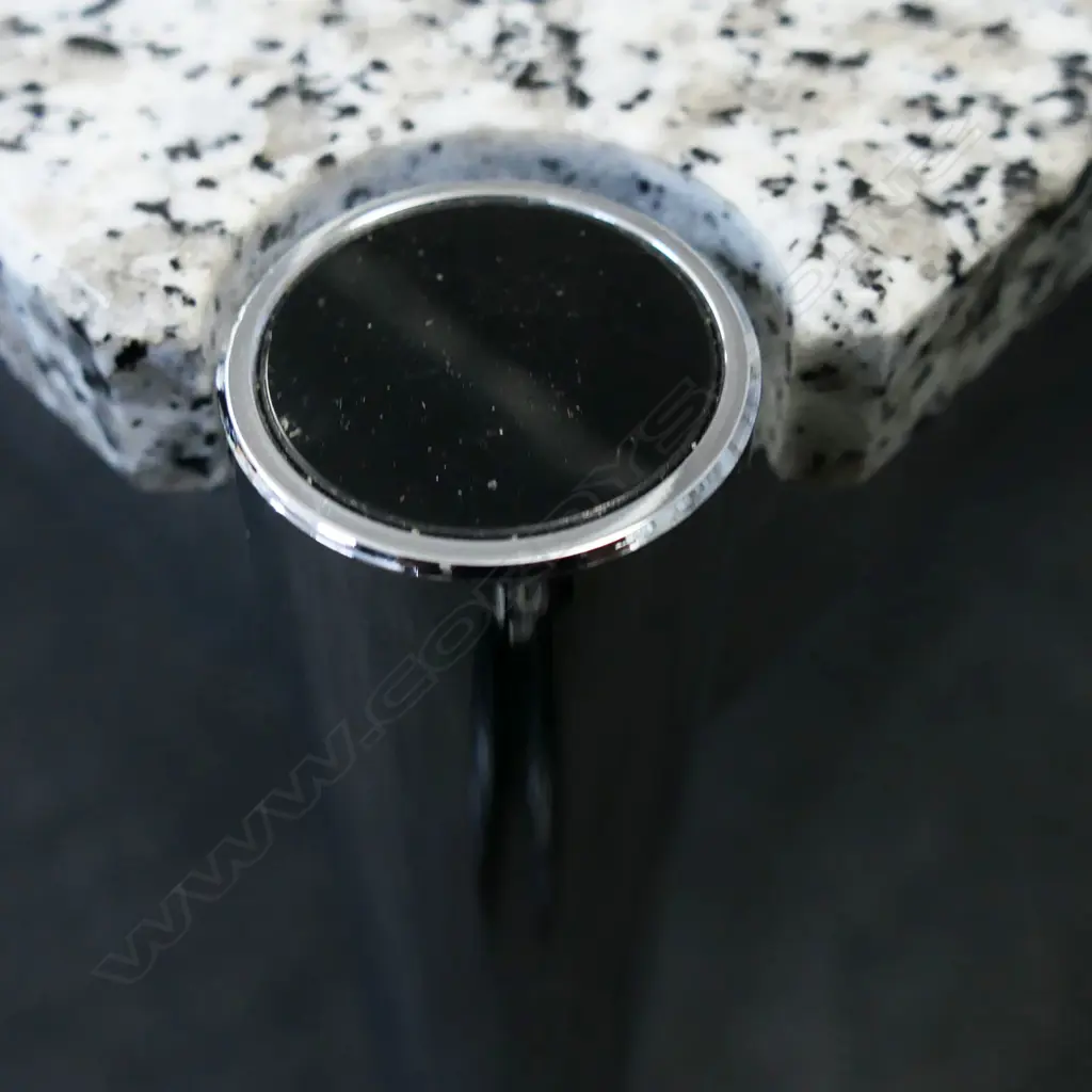 USM HALLER (Swiss) T69 MODERNIST GREY FLECKED MARBLE & CHROME FRAMED DINING TABLE. 2010 x 1000 x 740mm. Image 1++