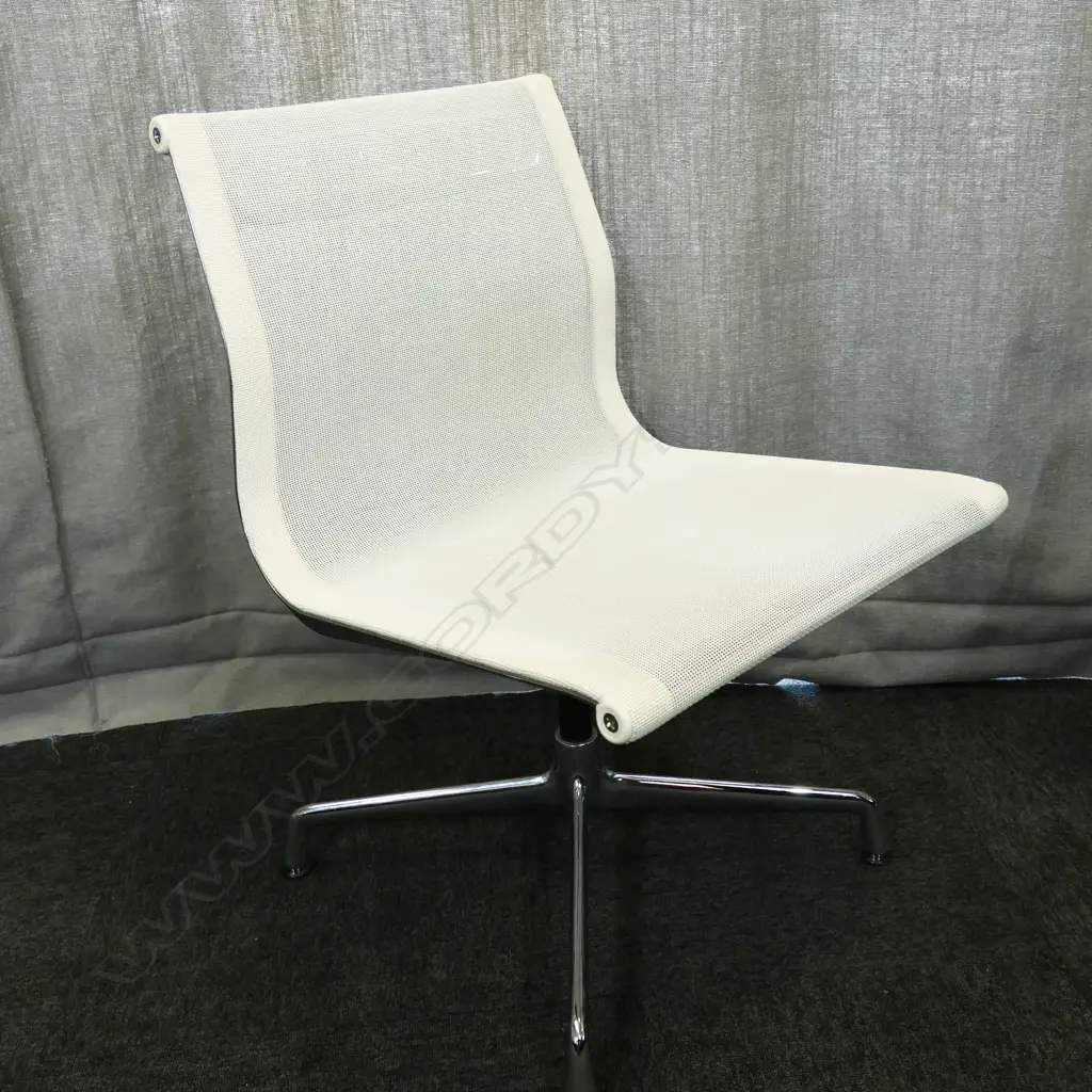 SET OF 6 VITRA 938-147 CHROME & WHITE MESH DESIGNER 'TASK' CHAIRS labelled Image 1++