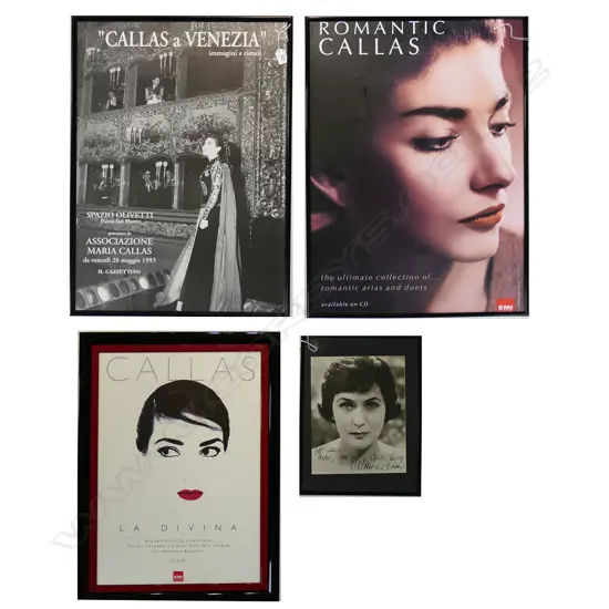2 MARIA CALLAS FRAMED PRINTS, 'La Divina' & 'Callas a Venezia', EMI print, 700 x 500mm + reprint photo portrait
