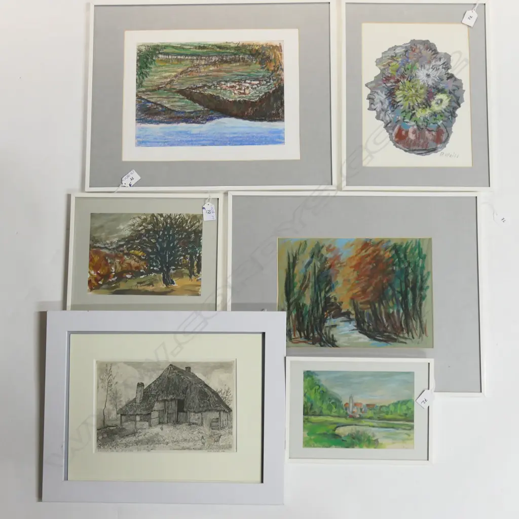 5 ROBERT WEISS WORKS ON PAPER + 1 x HEMELMAN EARING ENGRAVING, LGEST 220 x 300mm Image 1++
