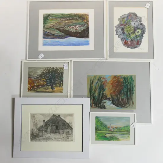 5 ROBERT WEISS WORKS ON PAPER + 1 x HEMELMAN EARING ENGRAVING, LGEST 220 x 300mm