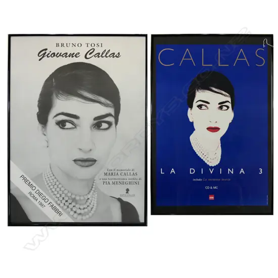 2 MARIA CALLAS POSTERS: 'La Divina 3' for EMI Classics framed. 940 x 640mm + other