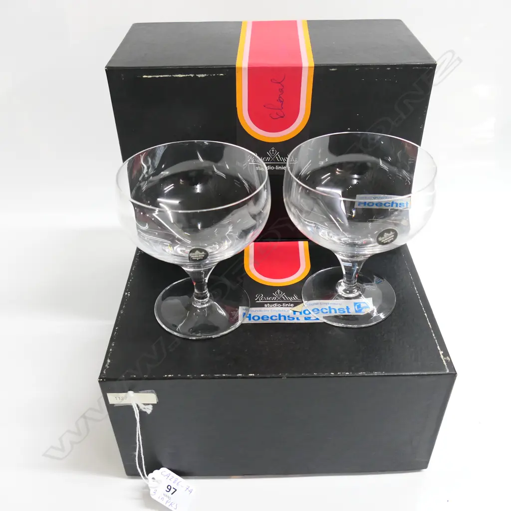VINTAGE ROSENTHAL Studio-line SET 6 coupe glasses. Packed in prs in 3 original boxes. H.110mm Image 1++