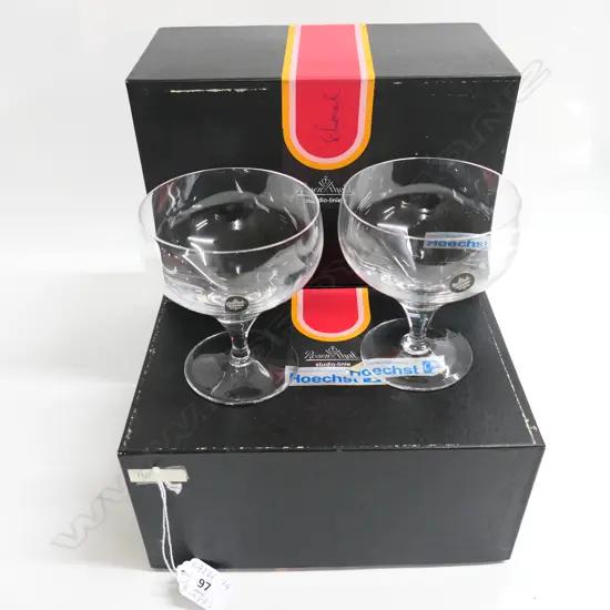 VINTAGE ROSENTHAL Studio-line SET 6 coupe glasses. Packed in prs in 3 original boxes. H.110mm