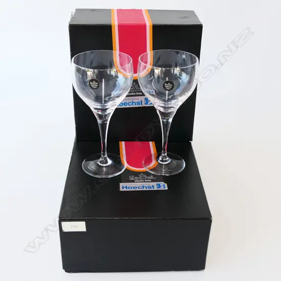 VINTAGE ROSENTHAL Studio-line SET 6 small wine glasses. Packed in prs in 3 original boxes. H.150mm