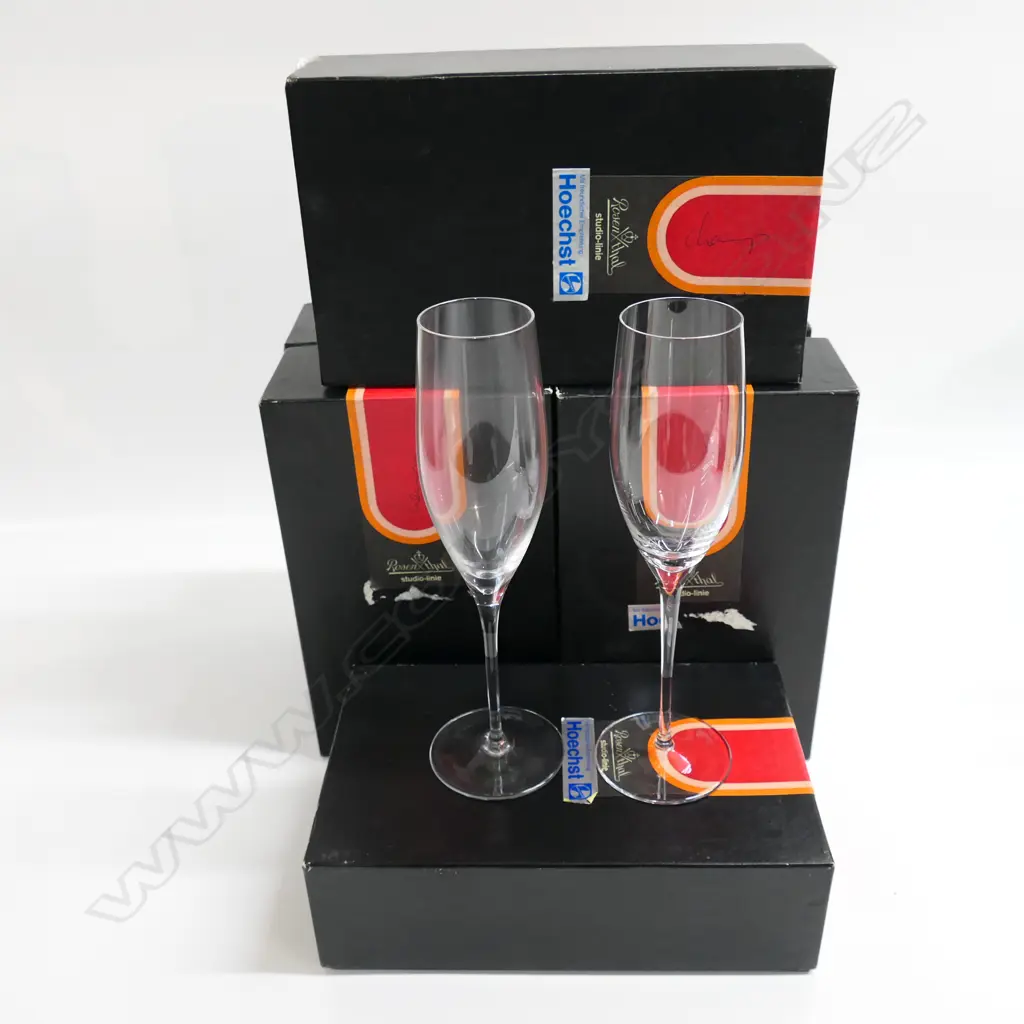 VINTAGE ROSENTHAL Studio-line SET 11 champagne flutes glasses. Packed in prs in 6 original boxes. H.220mm Image 1++