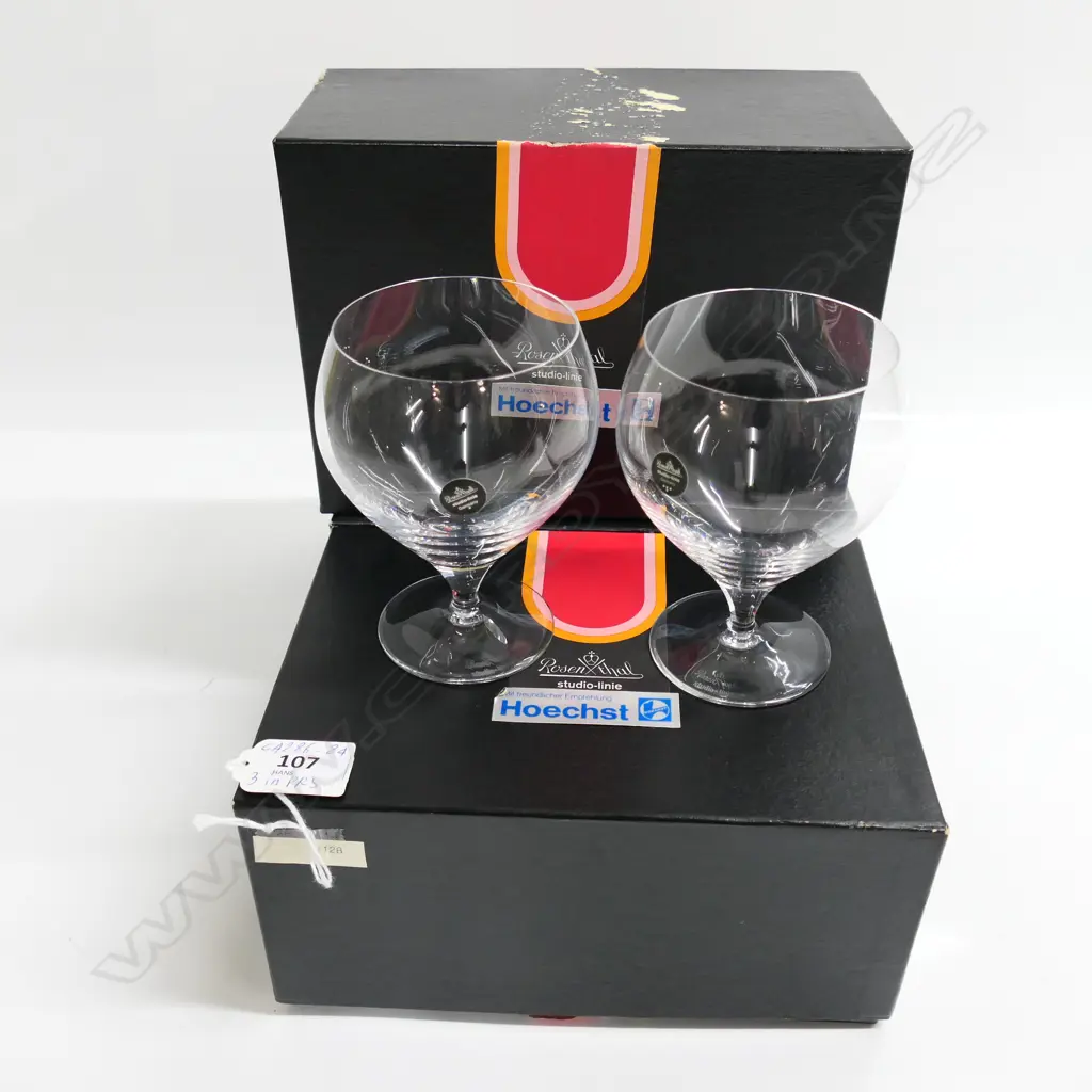 VINTAGE ROSENTHAL Studio-line SET 6 cognac glasses. Packed in prs in 3 original boxes. H.120mm Image 1++