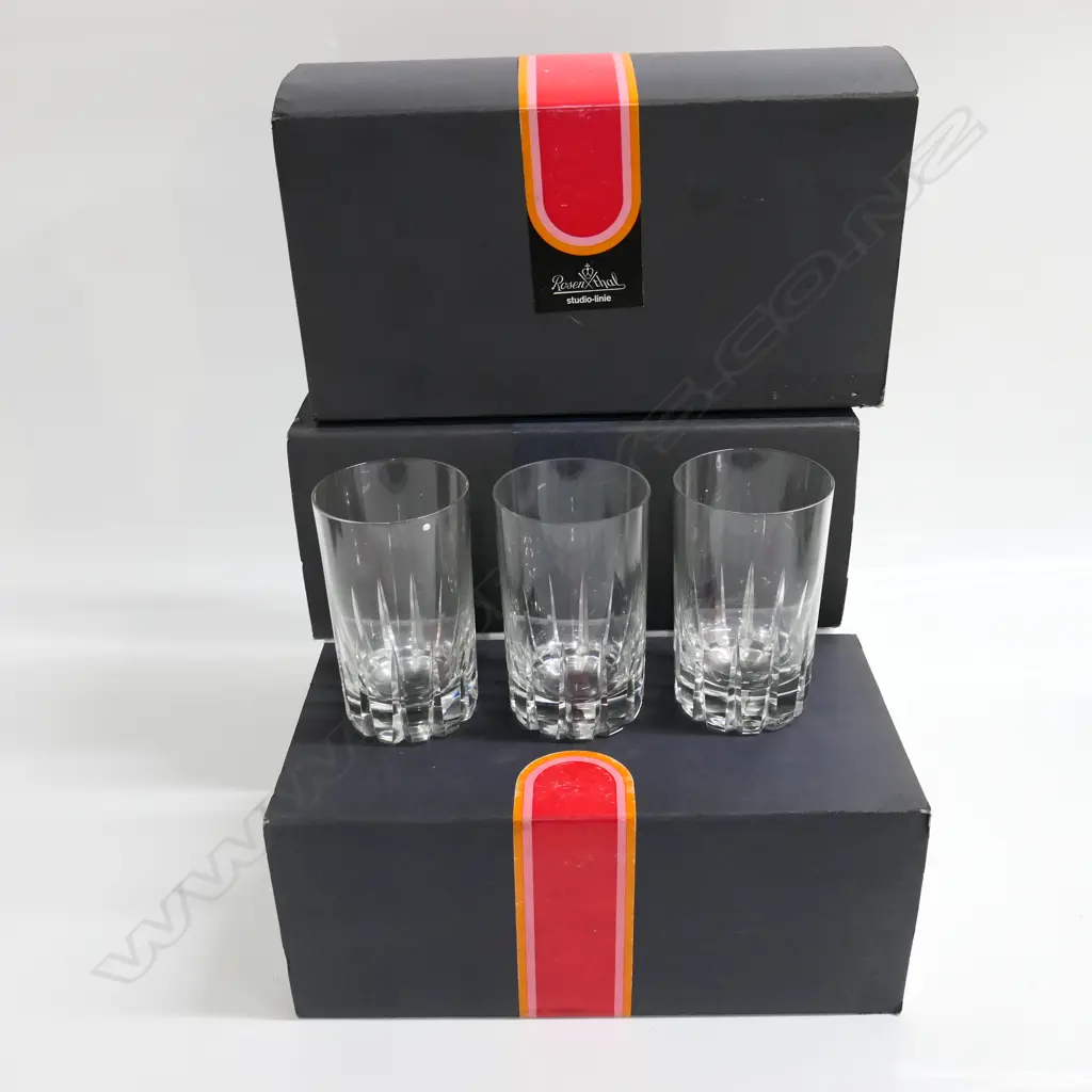 SET 11 BOXED ROSENTHAL water glasses, H.120mm, Dia.70mm. Image 1++