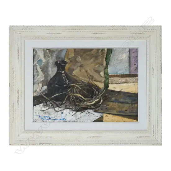 Russell Hollings ‘The Black Bottle’ oil on board, signed and dated 2015.