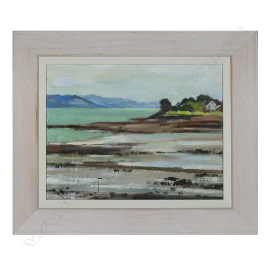 Russell Hollings ‘Kuranui Bay Thames Coast’ oil on board, signed and dated 2017.