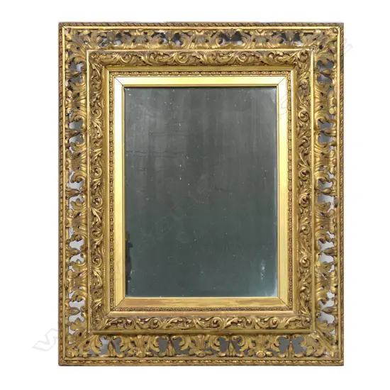 ORNATE GILT FRAMED MIRROR WITH PIERCED ACANTHUS LEAF BORDER, (some losses) 710 x  590mm