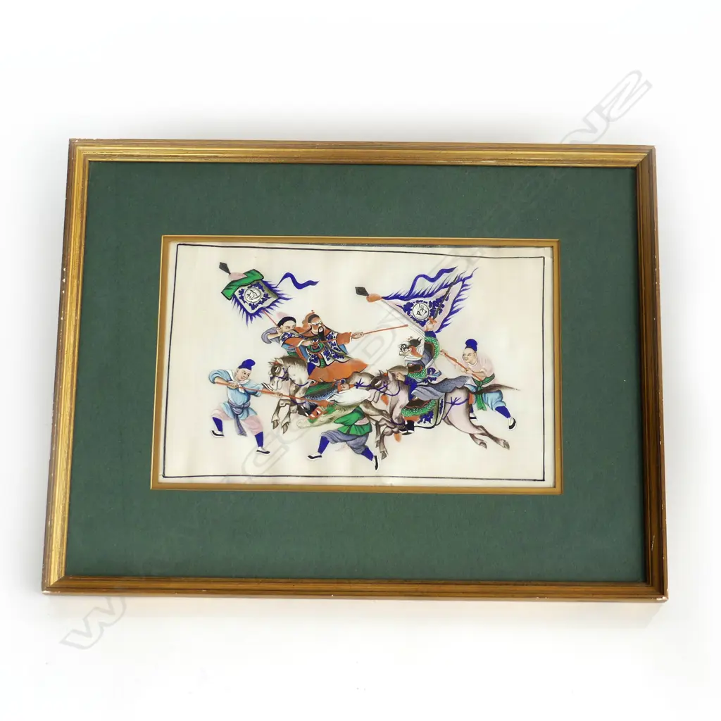 ANTIQUE CHINESE PITH PAINTING, BATTLE SCENE, 310 x 190mm Image 1++
