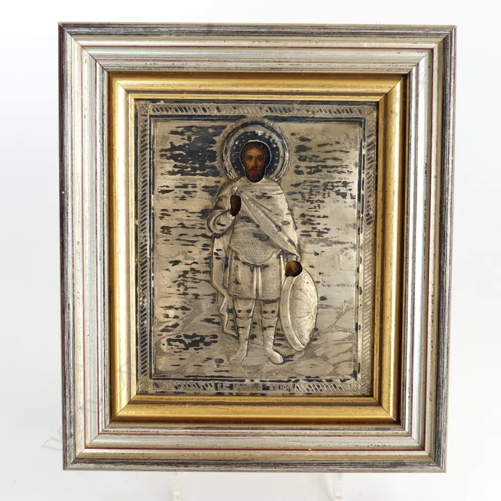 19THC FRAMED RUSSIAN ICON - ST. JOHN - INFO VERSO 'FROM THE ST. PETERSBURG IMPERIAL WORKSHOP', 130 x 100mm Image 1++