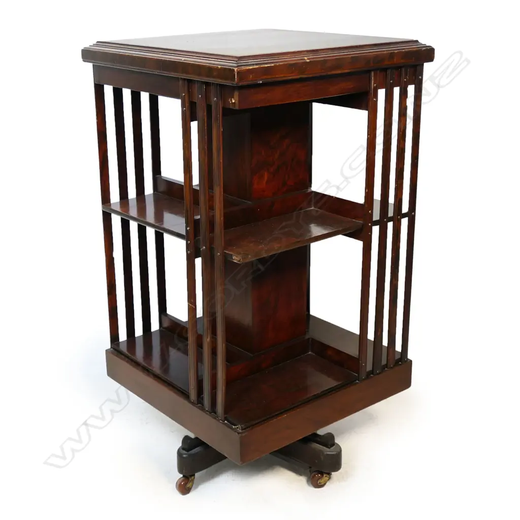 EDWARDIAN MAHOGANY REVOLVING BOOKCASE, 480 x 480 x 905mm Image 1++