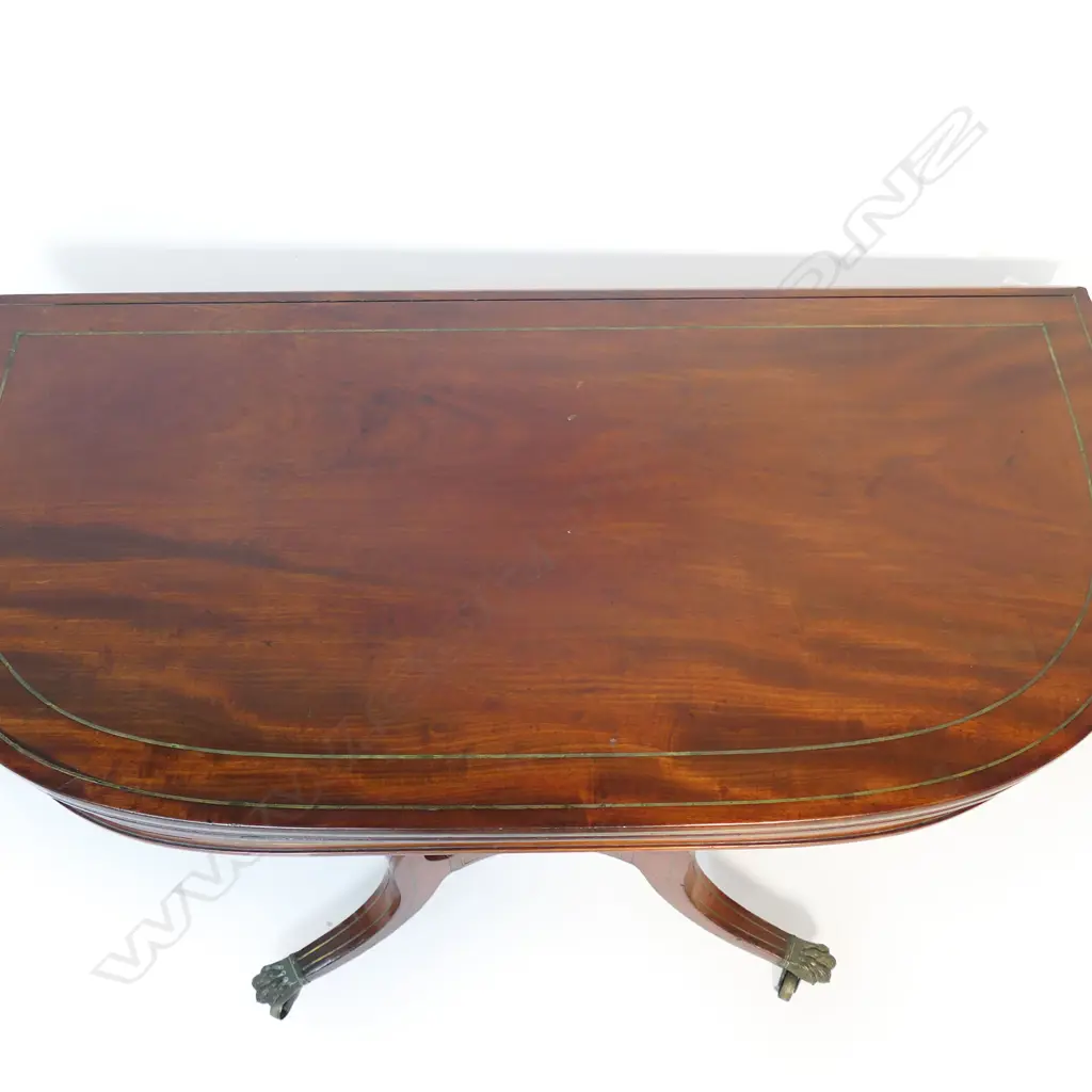 REGENCY MAHOGANY CARD TABLE, BRASS INLAY (slightly lifting) Image 1++