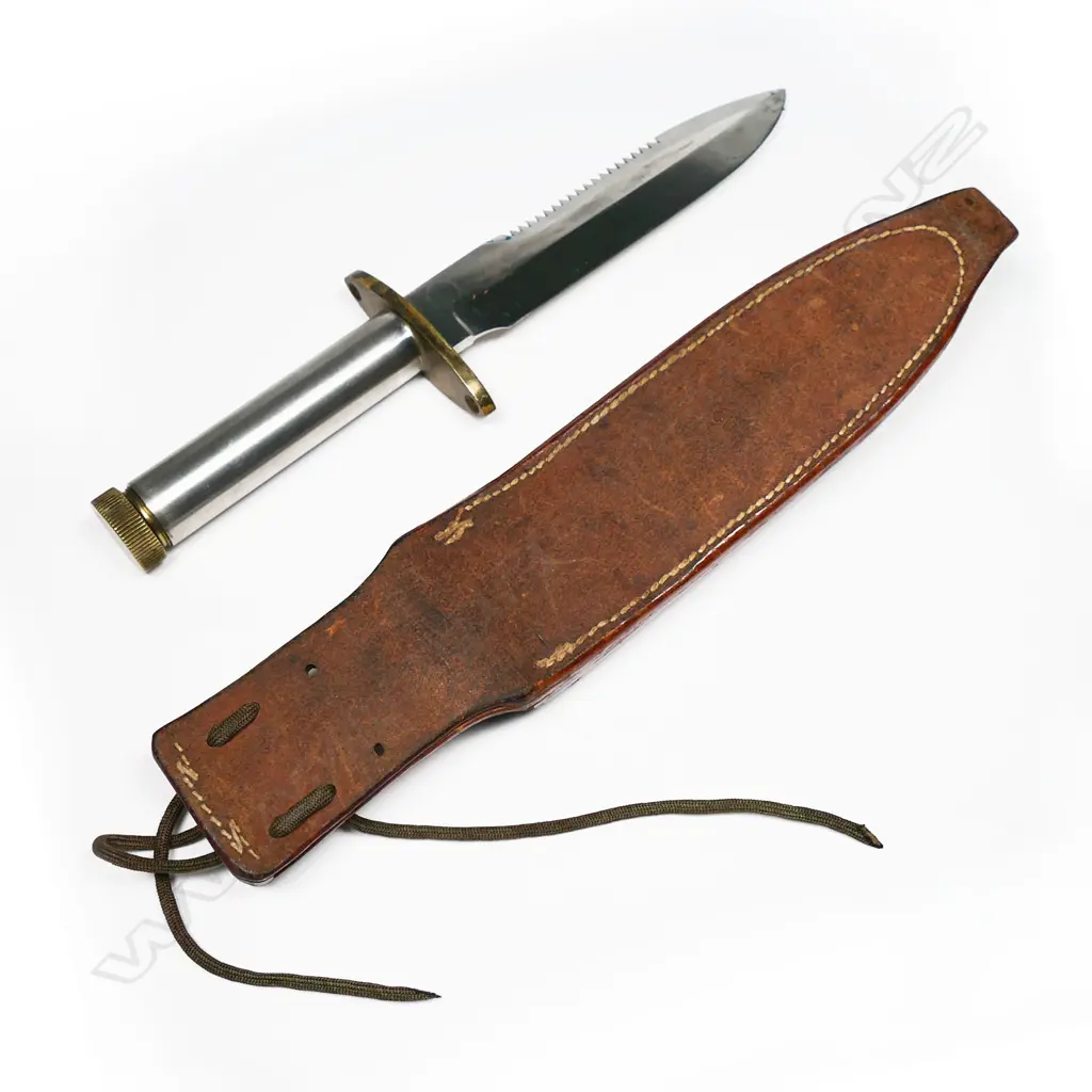 Randall Vietnam War-era rare Model 18 knife with leather scabbard and stone. L.312mm Image 1++