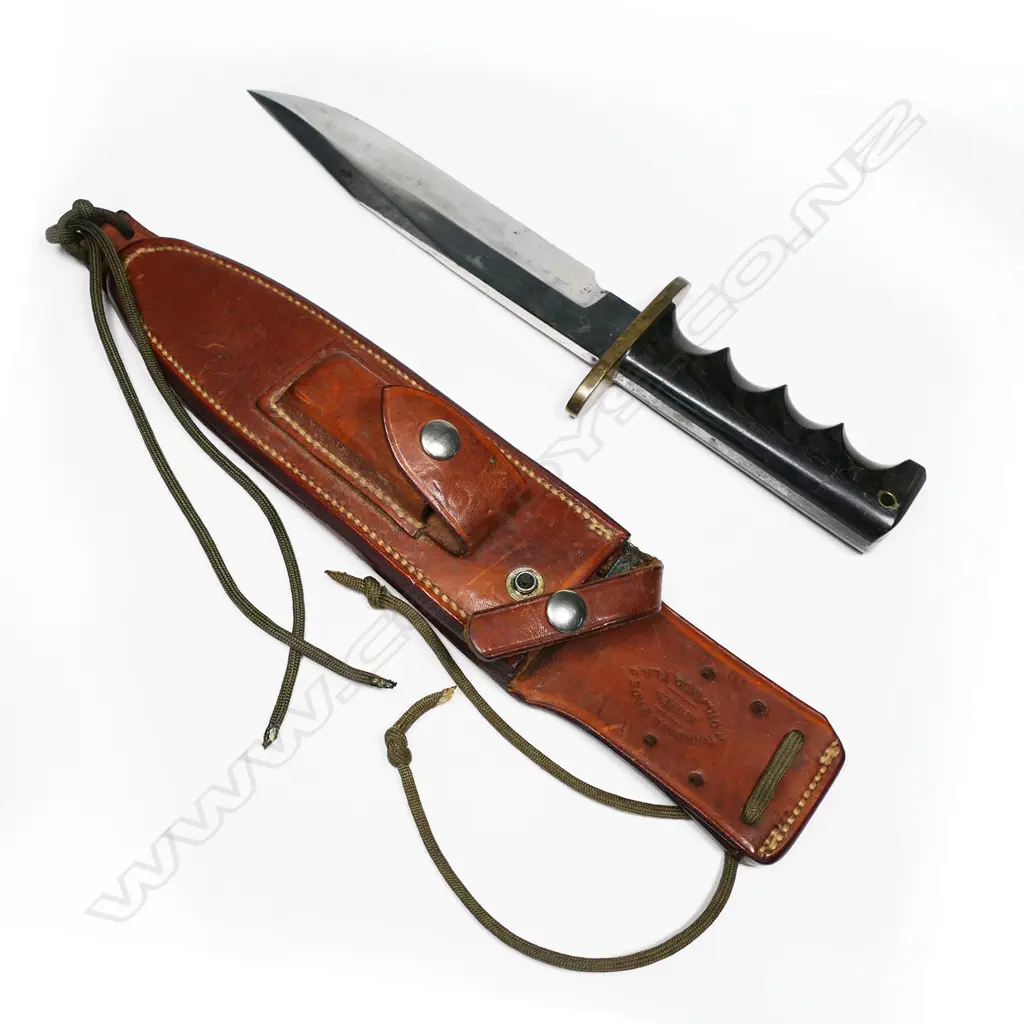 Randall Model 14 Vietnam War-era knife with leather scabbard and stone. L.310mm Image 1++