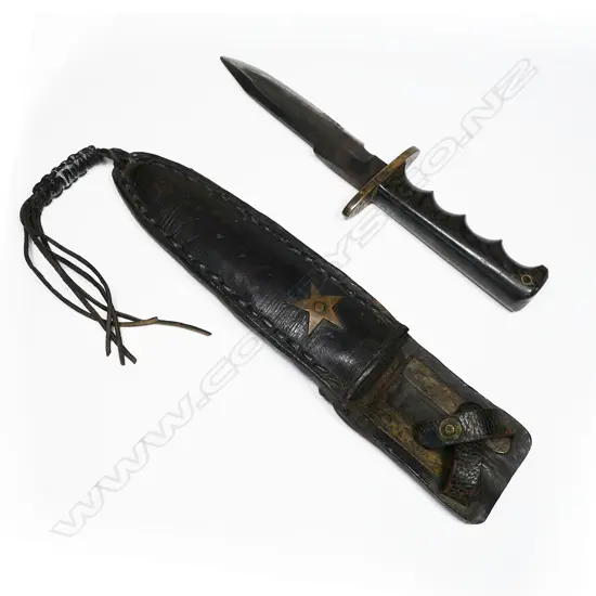 Randal Custom knife with custom modified sheath. L.257mm