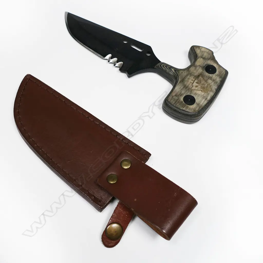 Tops grim reaper push dagger with leather scabbard. L.165mm Image 1++