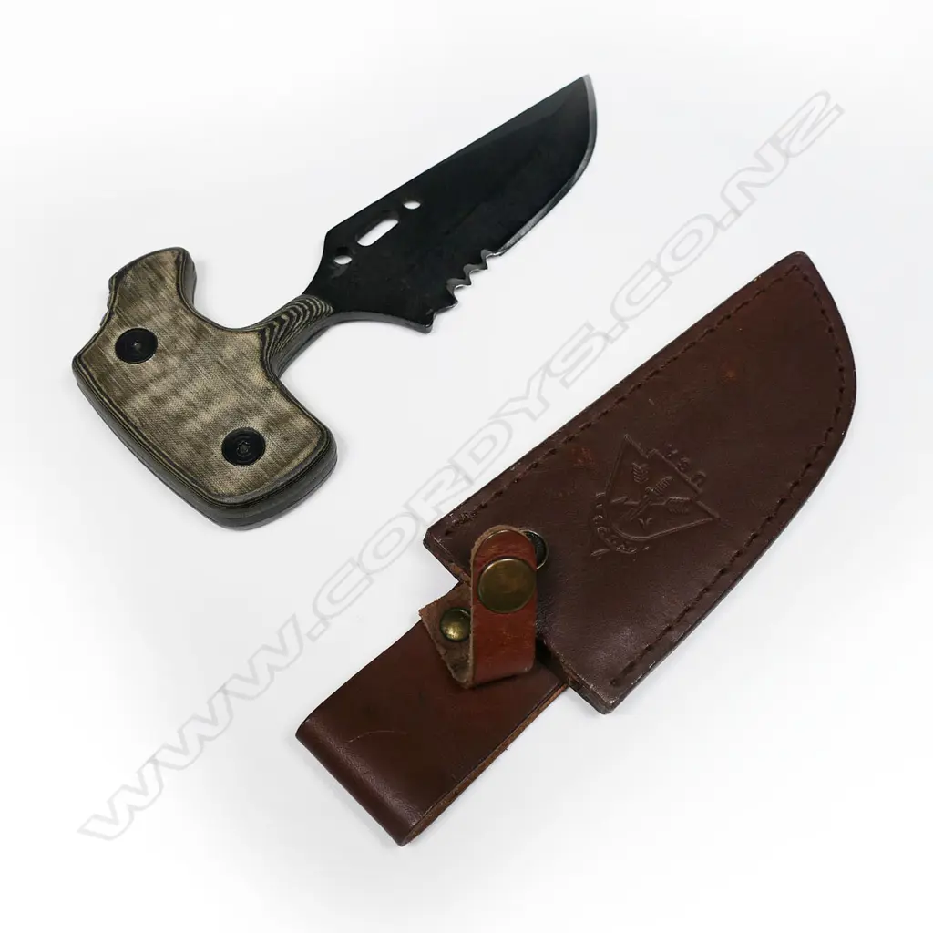 Tops grim reaper push dagger with leather scabbard. L.165mm Image 1++