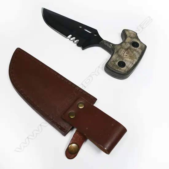 Tops grim reaper push dagger with leather scabbard. L.165mm