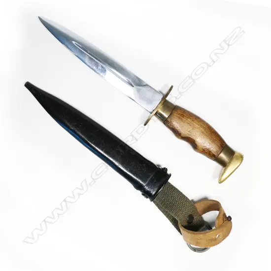 Chinese First Model combat knife and scabbard. L.250mm
