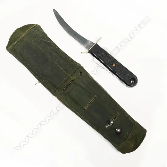 Rare British Pilots RAF Mark 3 survival knife in scabbard and with nylon outer cover. L.205mm