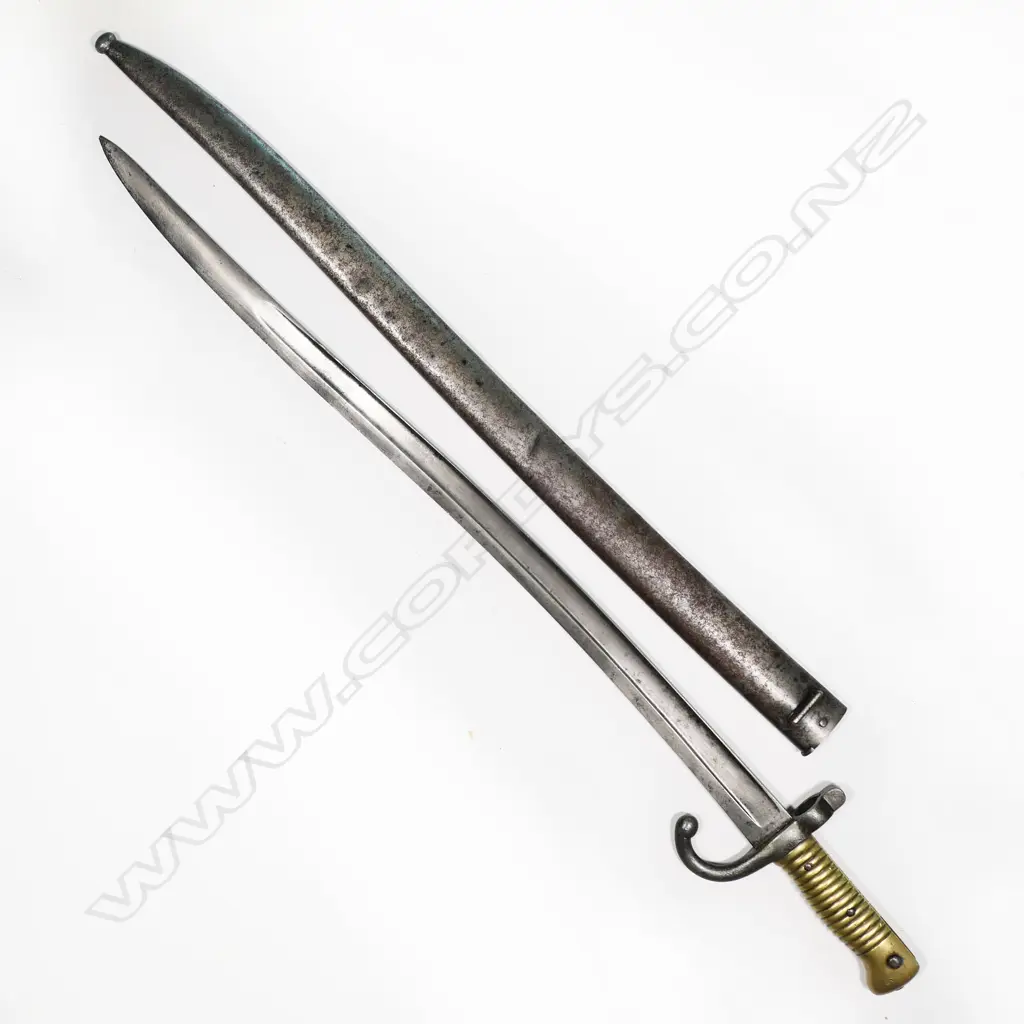 1866 Chassepot Yatagan dated 1868 with scabbard. L.700mm Image 1++