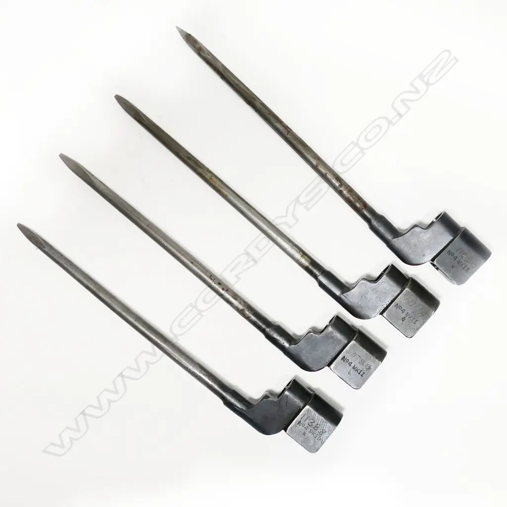 Collection of four No.4MK II spike bayonets with no scabbards. L.250mm Image 1++