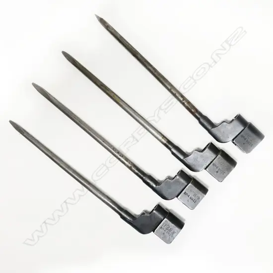 Collection of four No.4MK II spike bayonets with no scabbards. L.250mm