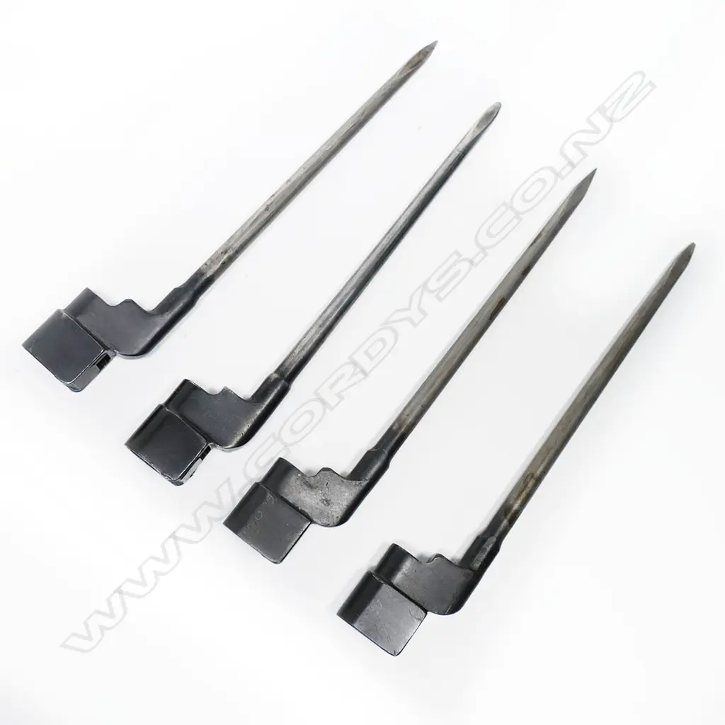 Collection of four No.4 MK II spike bayonets with no scabbards. L.250mm Image 1++