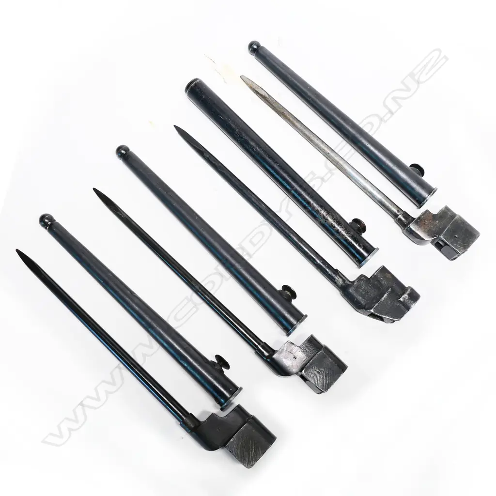 Collection of four No.4 MK II spike bayonets with scabbards. L.250mm Image 1++