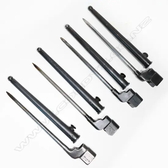 Collection of four No.4 MK II spike bayonets with scabbards. L.250mm